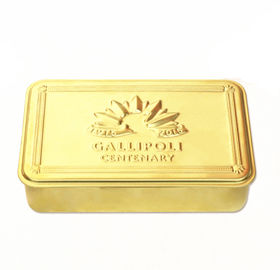 Китай Выдвиженческое хранение еды залуживает конфету цвета золота с прикрепленной на петлях крышкой и выбитым логотипом поставщик
