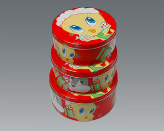 Китай Контейнеры Dia110mm коробки олова торта металла праздника Кристмас установленные малые круглые поставщик